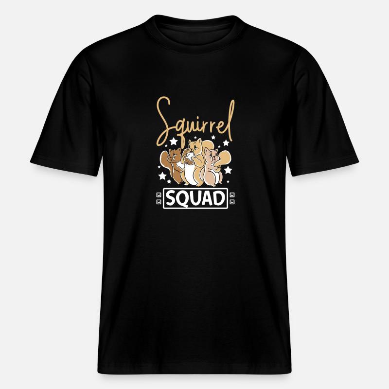 Escouade d’écureuils mignons -  T-shirt unisexe RELAXED FIT en coton bio - noir