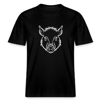 Sanglier -  T-shirt unisexe RELAXED FIT en coton bio - noir - Devant - Alina (178cm) & Michal (187cm)