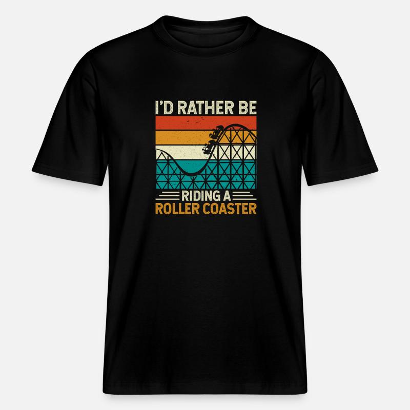 Roller Coaster Theme Park -  RELAXED FIT Unisex Organic T-Shirt - black