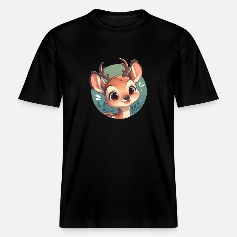 Hirsche Hirsch -  RELAXED FIT Unisex Organic T-Shirt - Schwarz