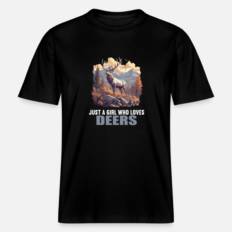 Hirsche Hirsch -  RELAXED FIT Unisex Organic T-Shirt - Schwarz
