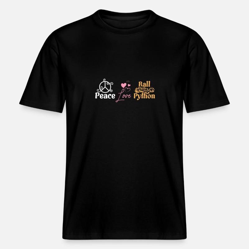 Peace love ball python - RELAXED FIT Unisex Organic T-Shirt - black