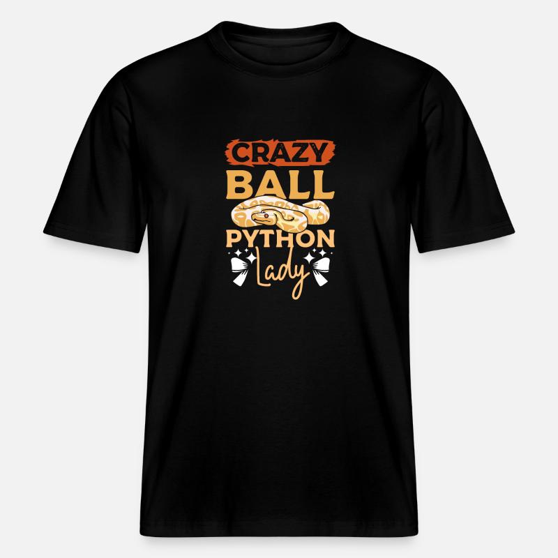 Crazy Ball python lady -  RELAXED FIT Unisex Organic T-Shirt - black