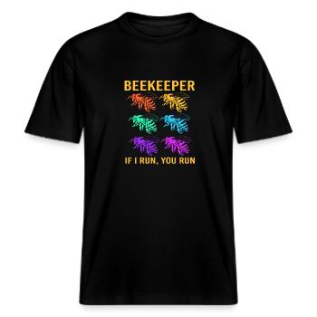 Imker -  RELAXED FIT Unisex Organic T-Shirt - Schwarz - Vorne - Alina (178cm) & Michal (187cm)