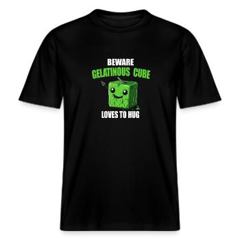 Vorsicht Vor Dem Gelatinösen Würfel Der Gerne -  RELAXED FIT Unisex Organic T-Shirt - Schwarz - Vorne - Alina (178cm) & Michal (187cm)
