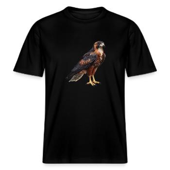 Falken Falke -  RELAXED FIT Unisex Organic T-Shirt - Schwarz - Vorne - Alina (178cm) & Michal (187cm)