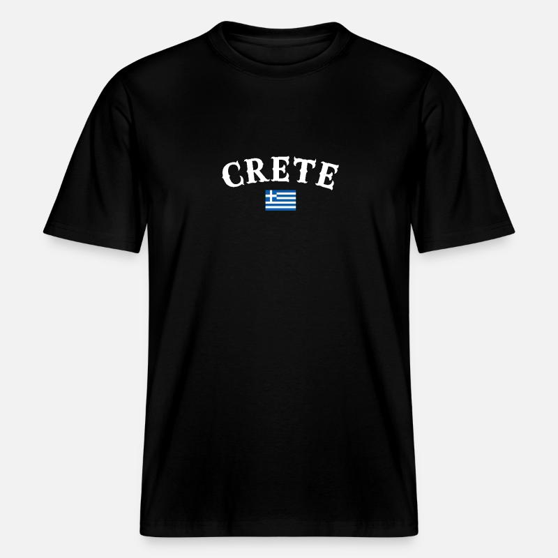 Crète Grèce Drapeau grec Grec -  T-shirt unisexe RELAXED FIT en coton bio - noir
