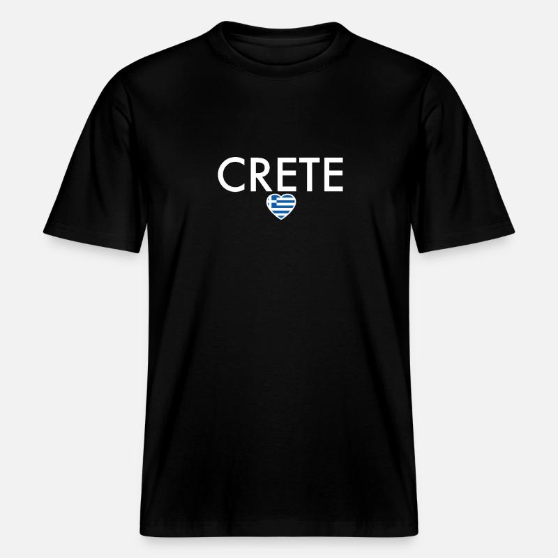 Crète Grèce Drapeau grec Grec -  T-shirt unisexe RELAXED FIT en coton bio - noir