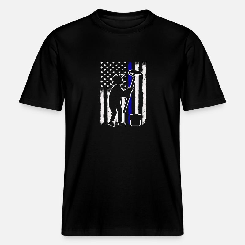 Painter Flag Silhouette Creative -  RELAXED FIT Unisex Organic T-Shirt - black