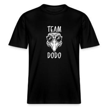 Dodo Spruch Dodo Vogel Lustiges Dodo Geschenk -  RELAXED FIT Unisex Organic T-Shirt - Schwarz - Vorne - Alina (178cm) & Michal (187cm)