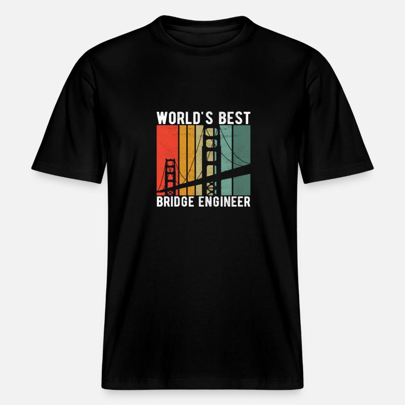 Bridge Engineer Bridge Construction - RELAXED FIT Unisex Organic T-Shirt - black
