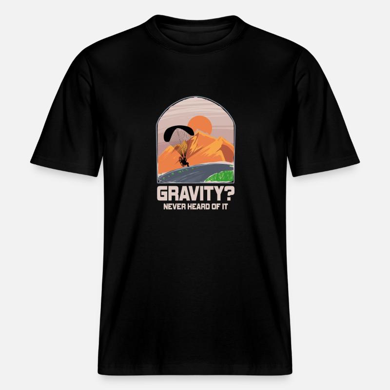 Hilarious Paramotor Gravity Meme - RELAXED FIT Unisex Organic T-Shirt - black