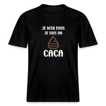 caca -  T-shirt unisexe RELAXED FIT en coton bio - noir - Devant - Alina (178cm) & Michal (187cm)