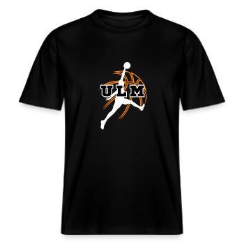 Ulm, meine Stadt! -  RELAXED FIT Unisex Organic T-Shirt - Schwarz - Vorne - Alina (178cm) & Michal (187cm)