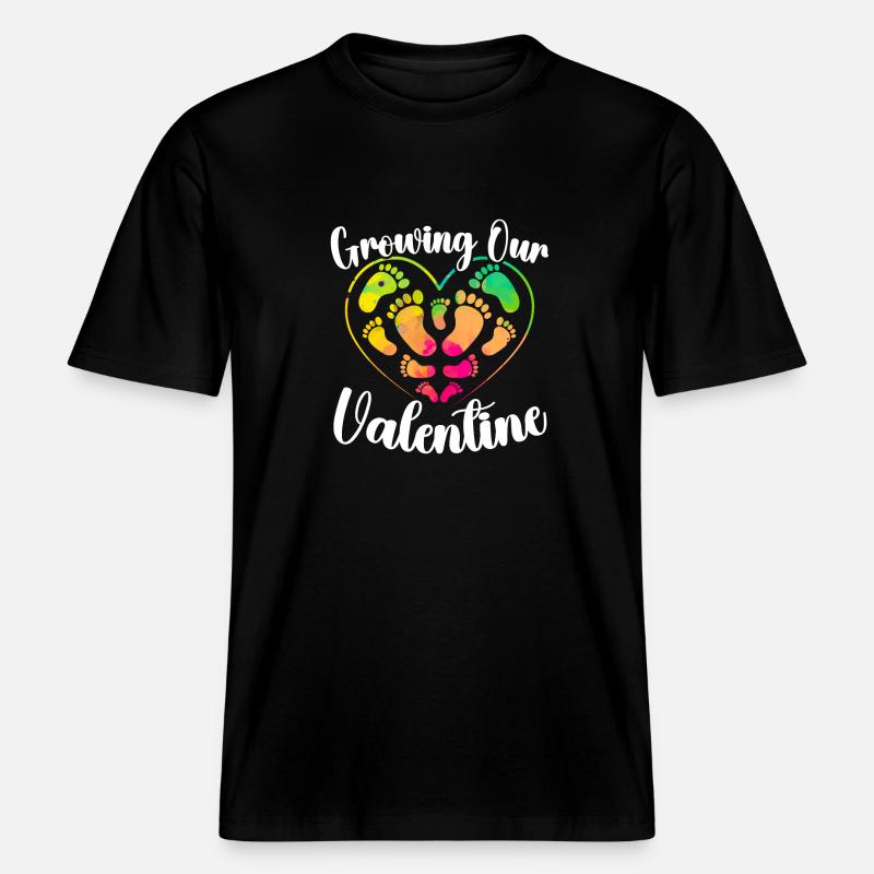 Faire-part Grossesse Saint Valentin Bébé - T-shirt unisexe RELAXED FIT en coton bio - noir