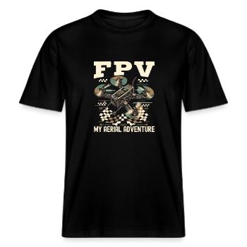 Fpv-drohnenpilot -  RELAXED FIT Unisex Organic T-Shirt - Schwarz - Vorne - Alina (178cm) & Michal (187cm)