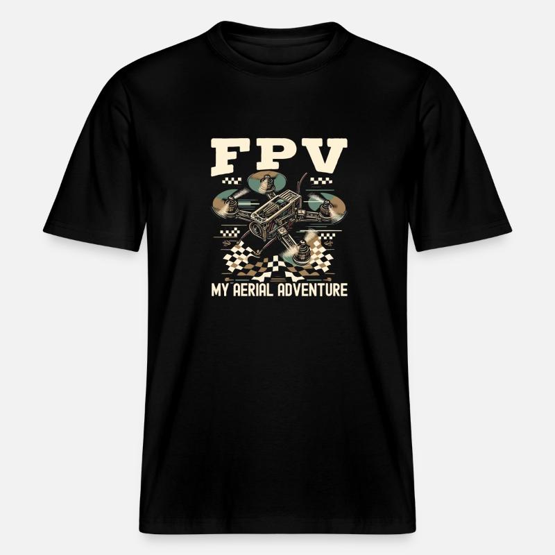Pilote de drone FPV - T-shirt unisexe RELAXED FIT en coton bio - noir