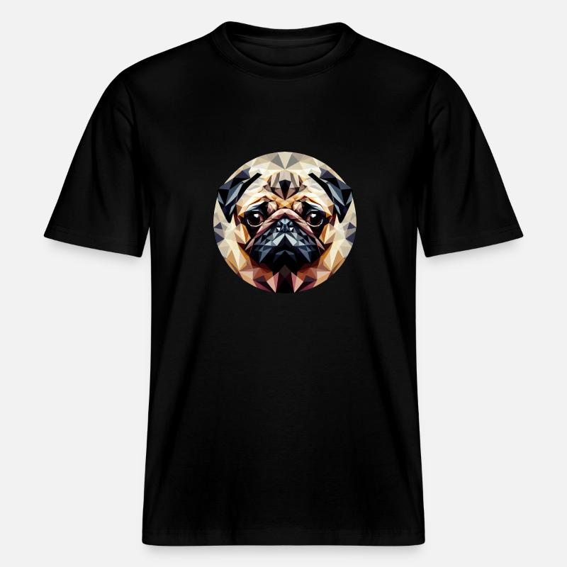 Polygonal Carlin Chien Rond - T-shirt unisexe RELAXED FIT en coton bio - noir
