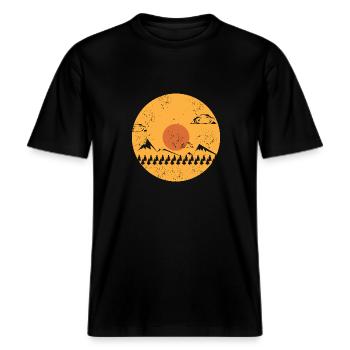Vinyle -  T-shirt unisexe RELAXED FIT en coton bio - noir - Devant - Alina (178cm) & Michal (187cm)