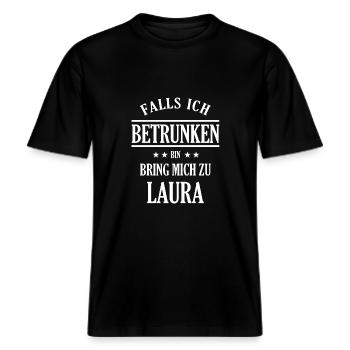 Falls ich betrunken bin Laura - Partner Shirt -  RELAXED FIT Unisex Organic T-Shirt - Schwarz - Vorne - Alina (178cm) & Michal (187cm)