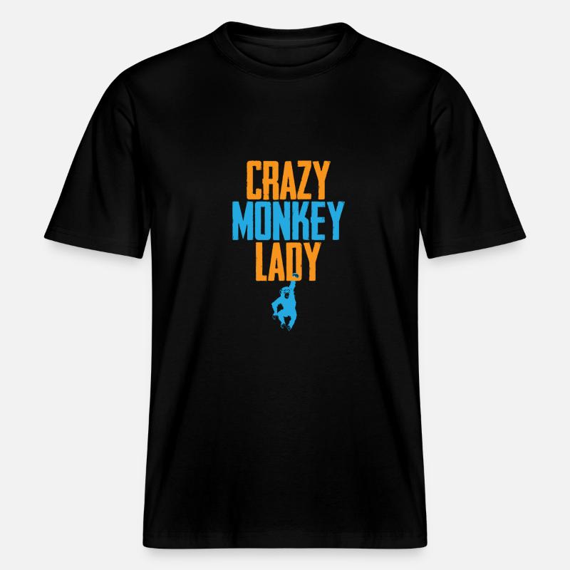 Crazy Monkey Lady - Maglietta ecologica Unisex RELAXED FIT - nero