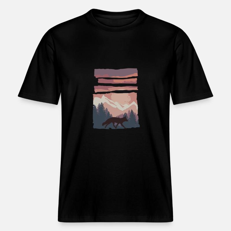 Fuchs Waldtier Cadeau -  T-shirt unisexe RELAXED FIT en coton bio - noir