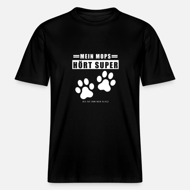 Mops Leben -  RELAXED FIT Unisex Organic T-Shirt - Schwarz