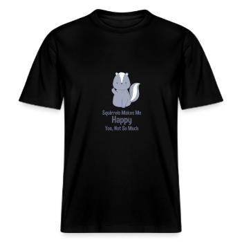 Eichhörnchen lustig -  RELAXED FIT Unisex Organic T-Shirt - Schwarz - Vorne - Alina (178cm) & Michal (187cm)