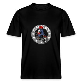 Black Forest Biker Lady Schwarzwald Motorrad -  RELAXED FIT Unisex Organic T-Shirt - Schwarz - Vorne - Alina (178cm) & Michal (187cm)