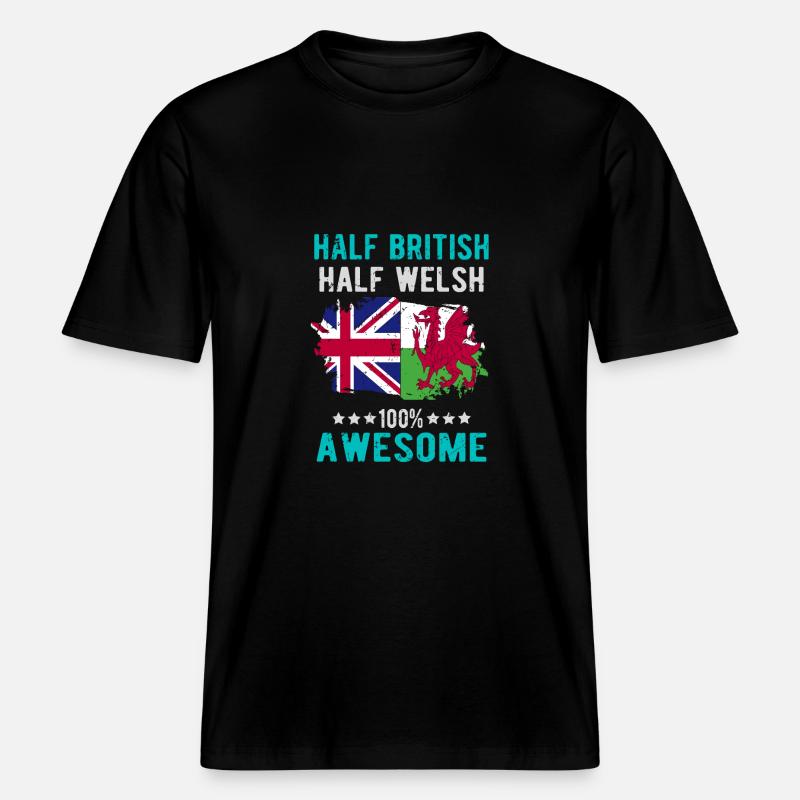 Halb Brite Halb Waliser -  RELAXED FIT Unisex Organic T-Shirt - Schwarz