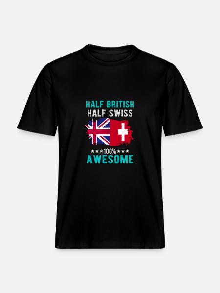 Halb Brite Halb Schweizer -  RELAXED FIT Unisex Organic T-Shirt - Schwarz