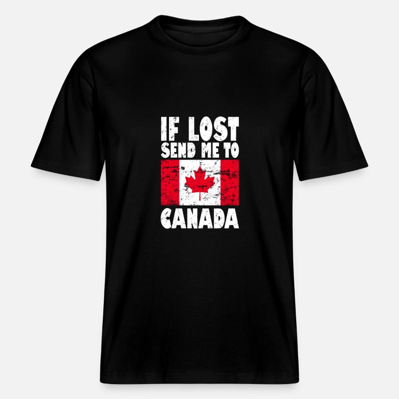 Drapeau du Canada -  T-shirt unisexe RELAXED FIT en coton bio - noir