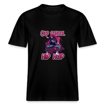 Old School Hip Hop Streetdane Rap -  RELAXED FIT Unisex Organic T-Shirt - Schwarz - Vorne - Alina (178cm) & Michal (187cm)