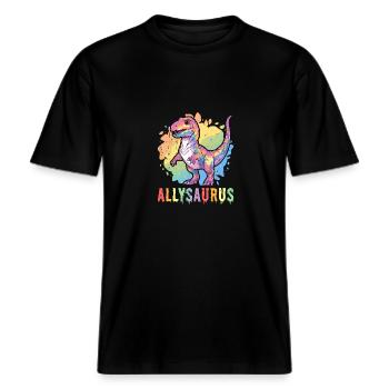 Allysaurus Lover LGBT Transgender Community Lover -  T-shirt unisexe RELAXED FIT en coton bio - noir - Devant - Alina (178cm) & Michal (187cm)