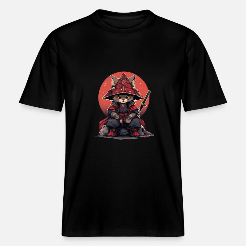 Chat d’Asie Samouraï japonais Samouraï - T-shirt unisexe RELAXED FIT en coton bio - noir