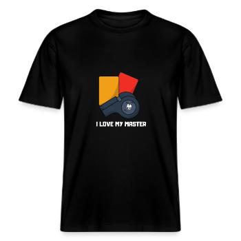Fußball lustig lustig -  RELAXED FIT Unisex Organic T-Shirt - Schwarz - Vorne - Alina (178cm) & Michal (187cm)