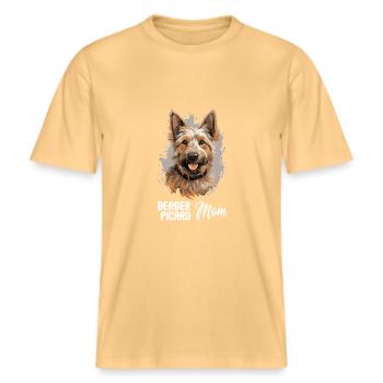 Hund Berger Picard -  RELAXED FIT Unisex Organic T-Shirt - Hellgelb - Vorne - Alina (178cm) & Michal (187cm)
