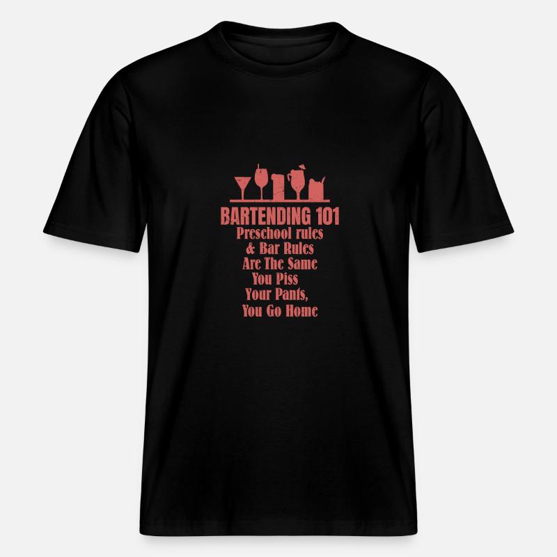 Bartending 101 Barman Cocktail Bartender - T-shirt unisexe RELAXED FIT en coton bio - noir