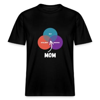 Maman Maman Maman -  T-shirt unisexe RELAXED FIT en coton bio - noir - Devant - Alina (178cm) & Michal (187cm)
