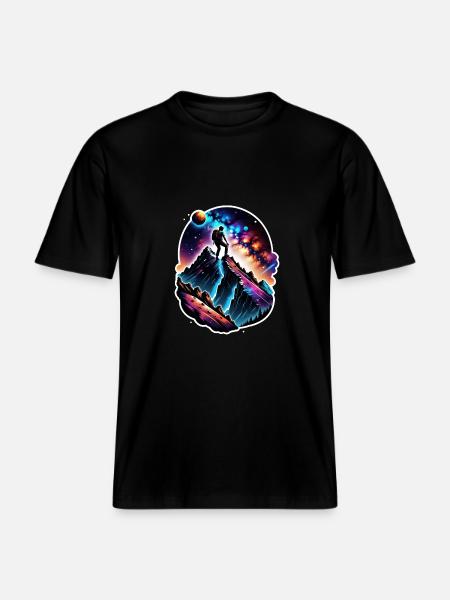Climbing - Moon - Space - RELAXED FIT Unisex Organic T-Shirt - black