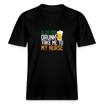 Wenn ich zu betrunken bin, bring mich zu meiner -  RELAXED FIT Unisex Organic T-Shirt - Schwarz - Vorne - Alina (178cm) & Michal (187cm)