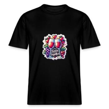 Always Better Together -  RELAXED FIT Unisex Organic T-Shirt - Schwarz - Vorne - Alina (178cm) & Michal (187cm)