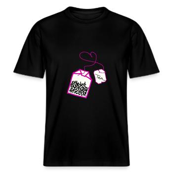 Sachet de thé rose coeur -  T-shirt unisexe RELAXED FIT en coton bio - noir - Devant - Alina (178cm) & Michal (187cm)