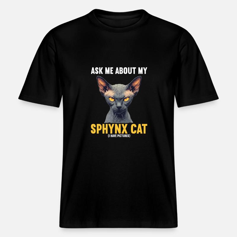 Chaton Sphynx Chat Sphynx - T-shirt unisexe RELAXED FIT en coton bio - noir