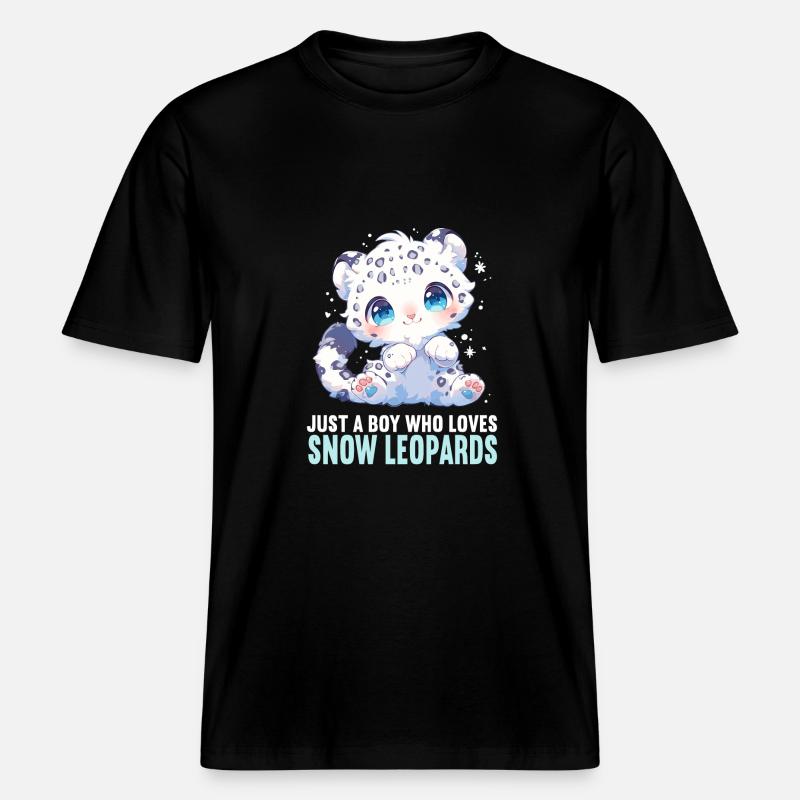 Léopard des neiges Schneeleoparden Schneeleopard - T-shirt unisexe RELAXED FIT en coton bio - noir
