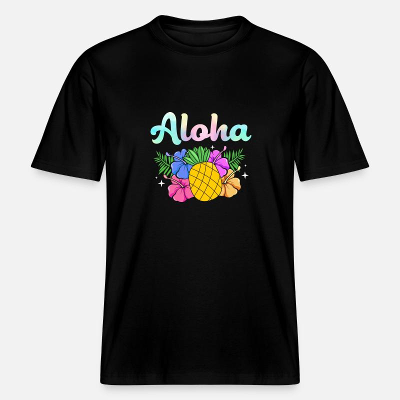 Maui Hawaï Hawaïen -  T-shirt unisexe RELAXED FIT en coton bio - noir