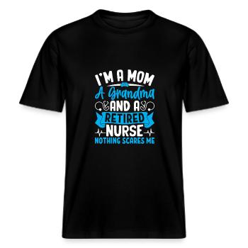 Je suis une mère, une grand-mère et une infirmière à la retraite -  T-shirt unisexe RELAXED FIT en coton bio - noir - Devant - Alina (178cm) & Michal (187cm)
