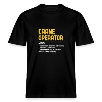 Kranführer Definition -  RELAXED FIT Unisex Organic T-Shirt - Schwarz - Vorne - Alina (178cm) & Michal (187cm)