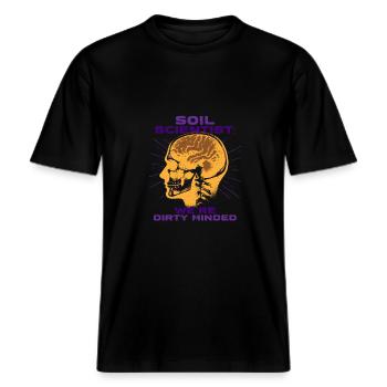Soil Science We're Dirty Minded -  RELAXED FIT Unisex Organic T-Shirt - black - Front - Alina (178cm) & Michal (187cm)