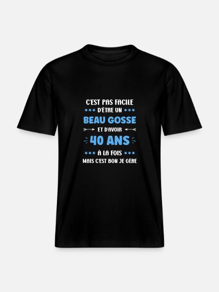 40 ANS - T-shirt unisexe RELAXED FIT en coton bio - noir